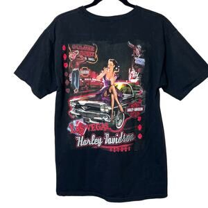 Harley-Davidson Las Vegas Nevada T-Shirt Pin-Up Woman Vintage Car Casino Medium